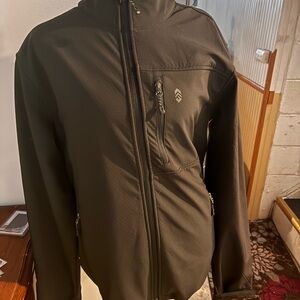 Men's Olive Softshell Jacket with Hoodie